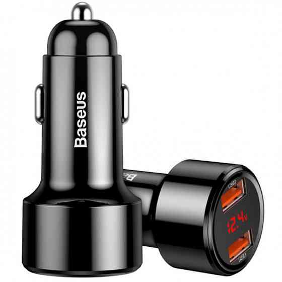Автомобільний зарядний пристрій Baseus with Display 2USB (6A) (CCMLC20A-01) Black Ровно