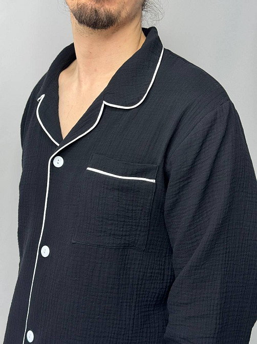 Чоловіча піжама муслінова Чорний L Харків - фото 4