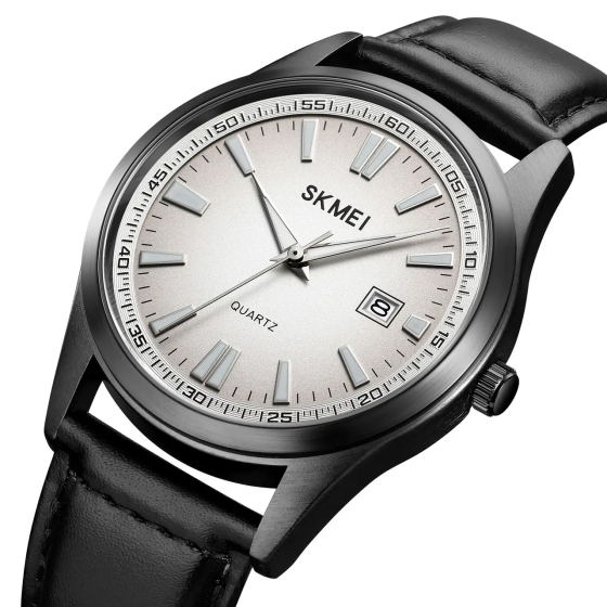 Годинник чоловічий класичний Skmei 1986 (Чорні із сріблястим циферблатом) Вінниця