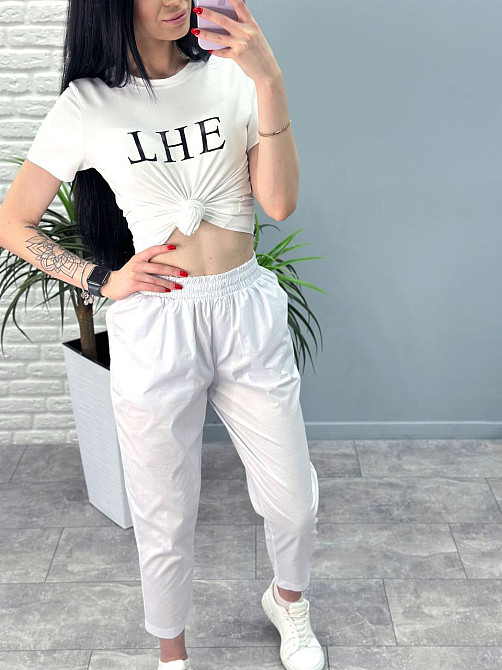 Літні штани з підворотом "Hunter" оптом | Норма | Розпродаж моделі Білий, 46-48 Київ - фото 2