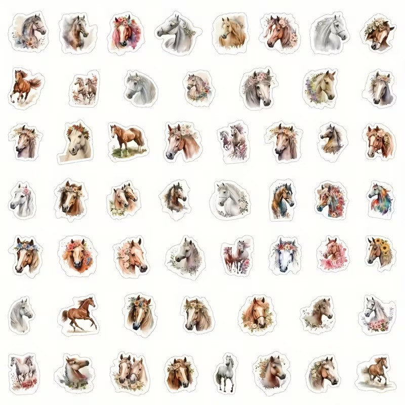 Набор стикеров с лошадьми в акварельном стиле – 50 шт Киев - изображение 2