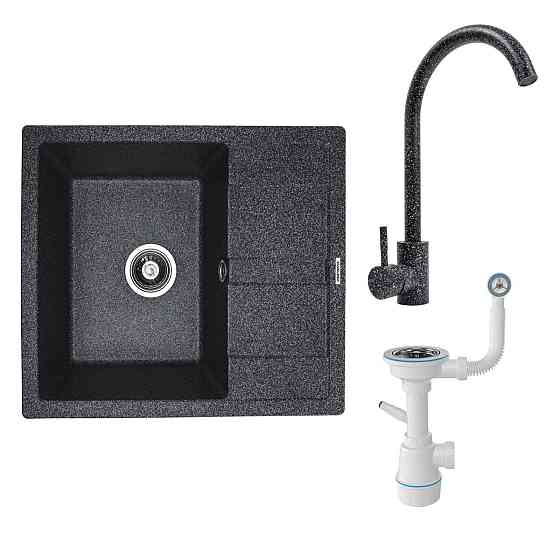 VALESO Комплект: Мийка ARIA 5851 графіт + Змішувач 56 B NESP графіт + Сифон 1041 Киев