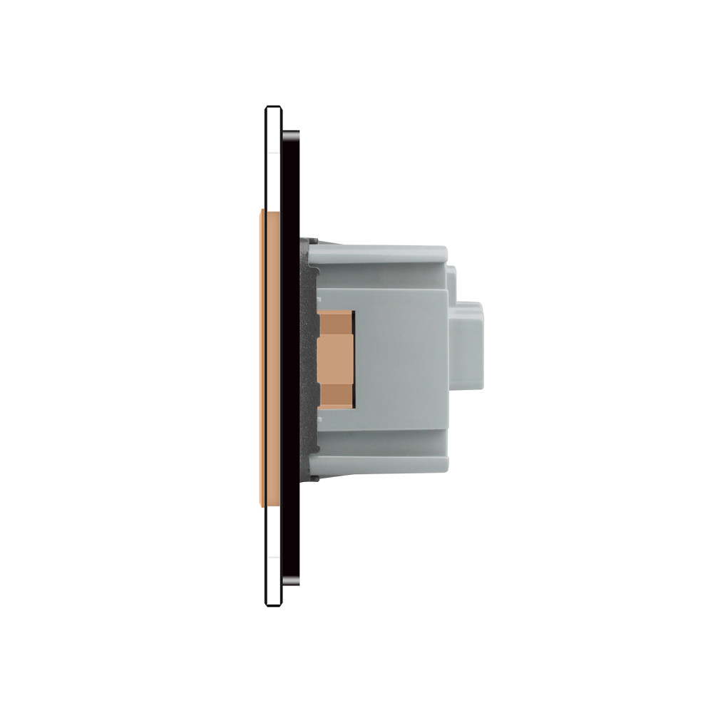 LIVOLO Електрична розетка з заземленням LIVOLO, золота з чорною рамкою, шторки, скло, 250В 16А Коломия - фото 9