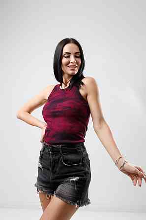 Облягаюча майка тай-дай Ripple 42-44, Малиновый Киев