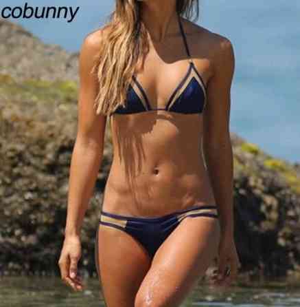 Жіночий роздільний купальник без поролону синій Київ