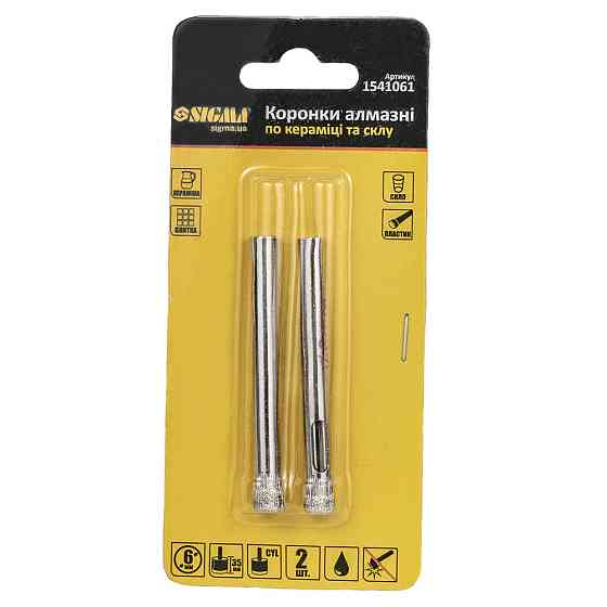 Коронки алмазные по керамике и стеклу Ø6мм (КРАТНО 2шт) SIGMA (1541061) Киев