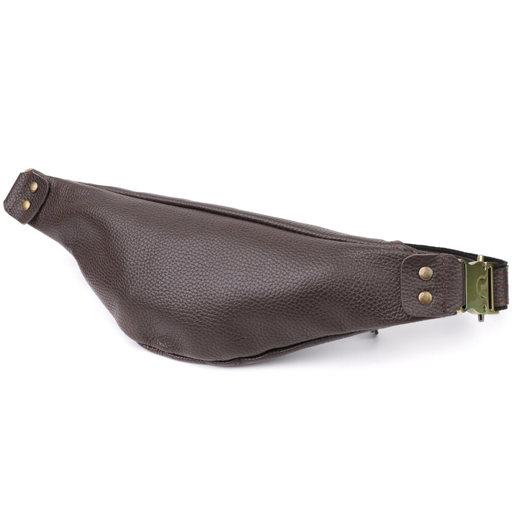 Модная сумка бананка для мужчин из зернистой натуральной кожи Shvigel 23137 Коричневый Киев - изображение 2