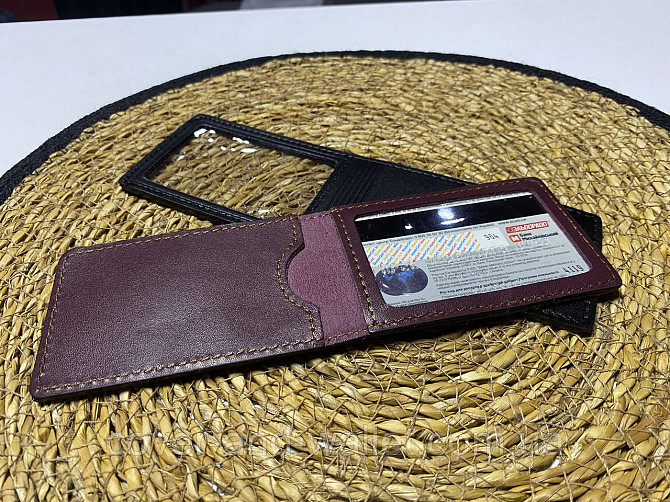 Универсальная обложка на права и ID карту с Гербом Украины P-Leather Бордовый Киев - изображение 4