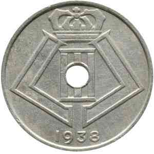 25 сантимів. 1938 рік, Бельгія. (Belgie-Belgique) Полтава