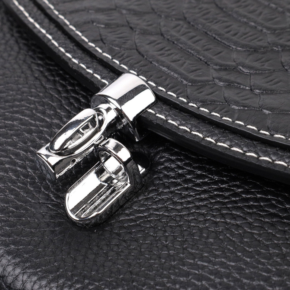 Кожаная сумка для женщин с интересной защелкой Vintage 22416 Черная Киев - изображение 6