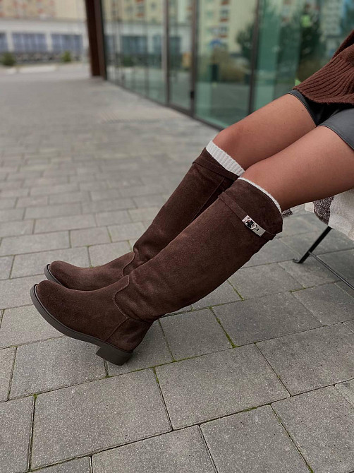 Чоботи жіночі VLAMAX C122 шоколадні (зима євро-хутро, замша натуральна) (6170) Коломия - фото 2