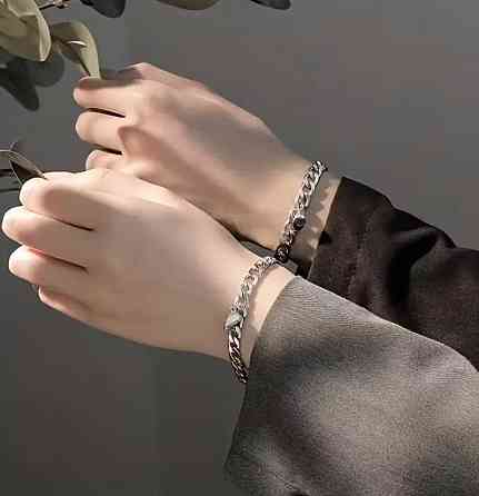 Парные браслеты из нержавеющей стали, браслет для пары с сердцем, цепочка на руку Киев