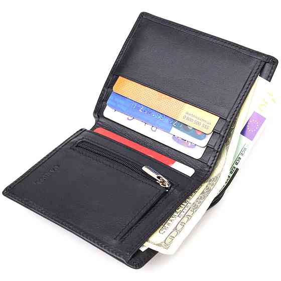 Чоловіче портмоне з натуральної гладкої шкіри CANPELLINI 21500 Чорне Київ