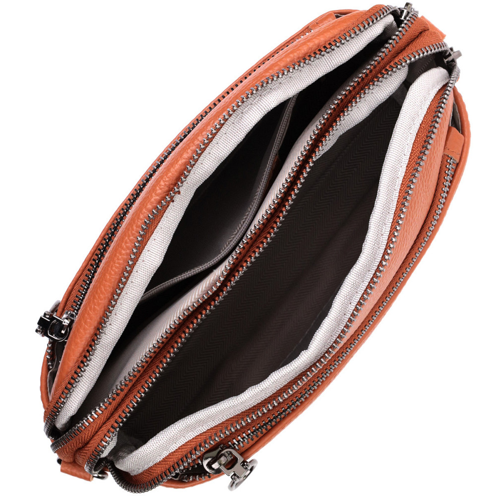 Містка сумка для жінок з кишенями з натуральної шкіри Vintage 22601 Коричнева Київ - фото 9