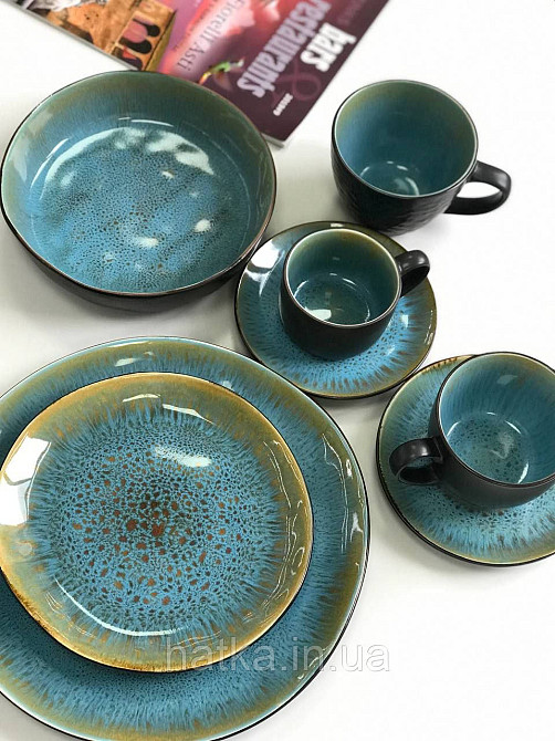 Тарілка Olens "Голандія" 20 см кругла кераміка блакитна овальна для дому та ресторанів Київ - фото 2