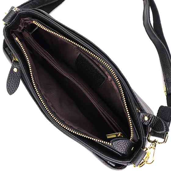 Класична жіноча сумка з жорстким дном із натуральної шкіри Vintage 22987 Чорний Київ