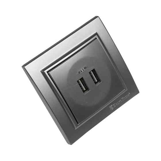 Розетка USB (2 порта) 2A, Enzo серебряный камень Днепр