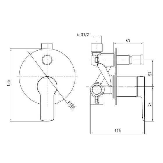 Змішувач прихованого монтажу VOLLE LIBRA cromo на 2 споживачі хром Київ