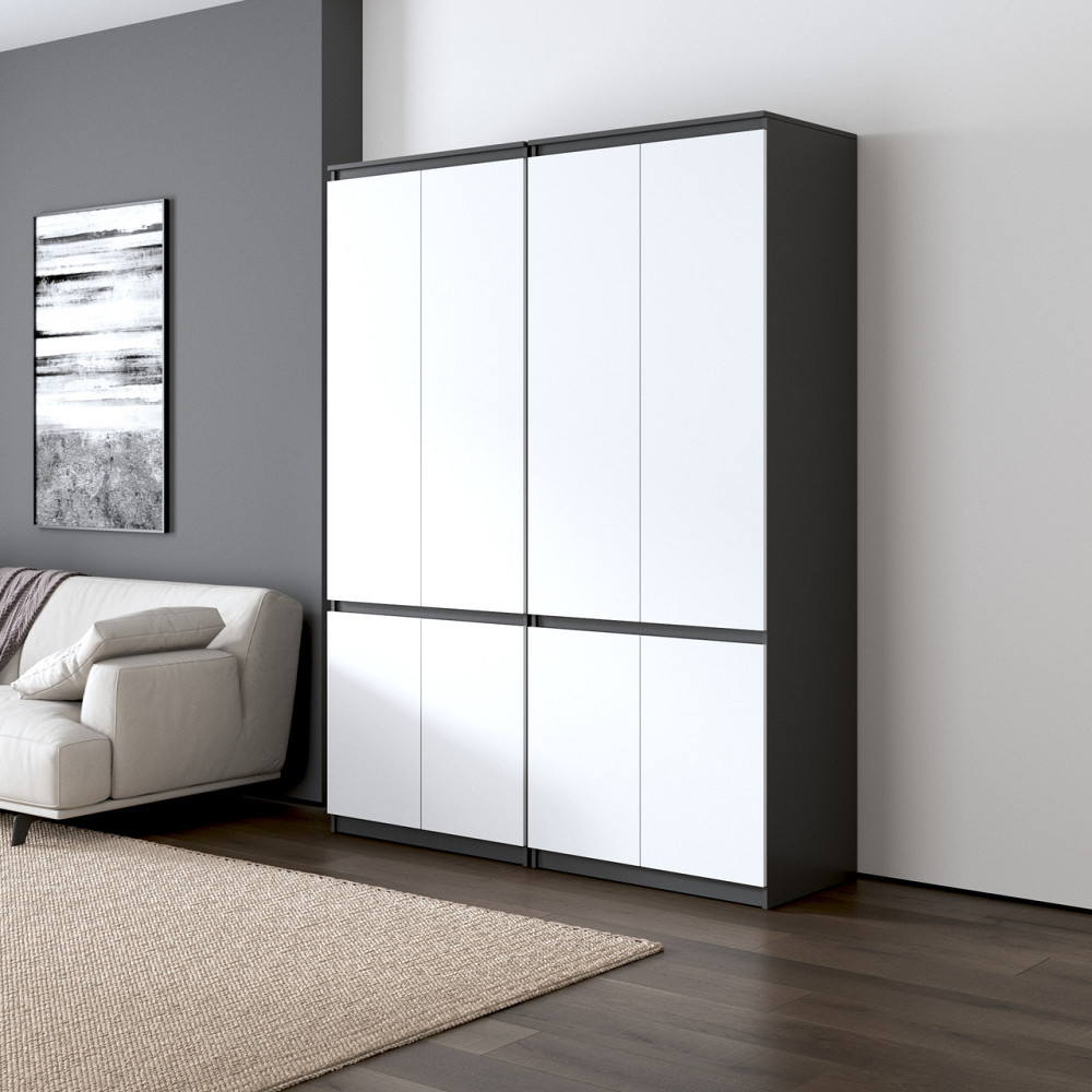 Шафа для одягу VAYS, зі штангою та полицями, комплект з 2 шаф R10+R24 Антрацит-Білий фасад Львів - фото 1