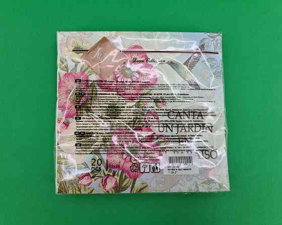 Бумажная салфетка цветочной тематики (ЗЗхЗЗ, 20шт) Luxy  Колибри в саду камелий (2046) (1 пачка) Харьков