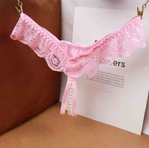 Трусики з розрізом і перлами рожеві - розмір універсальний (на резинці), в талії тянуться до 90см Київ