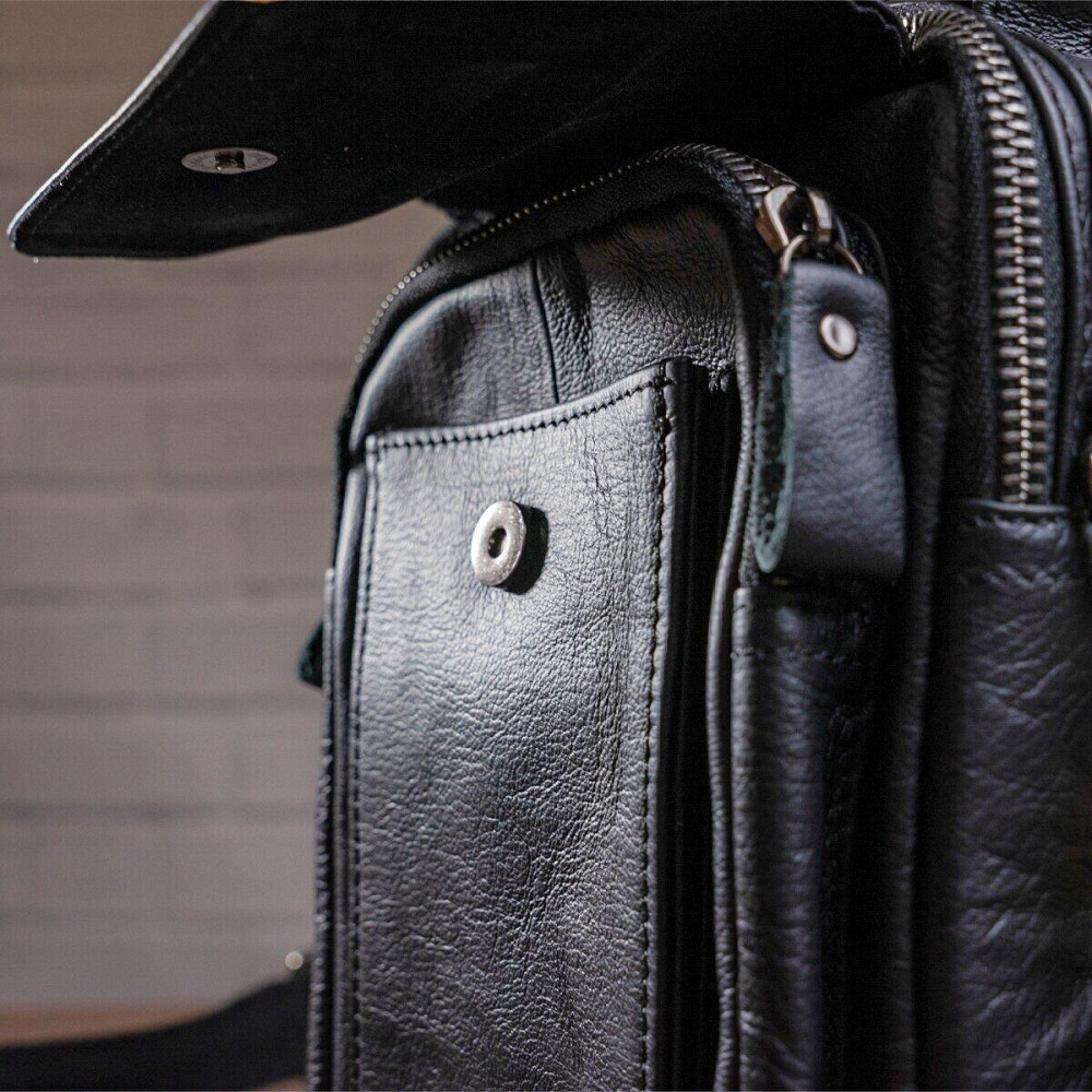 Сумка мужская кожаная Vintage 14816 Черная Киев - изображение 8
