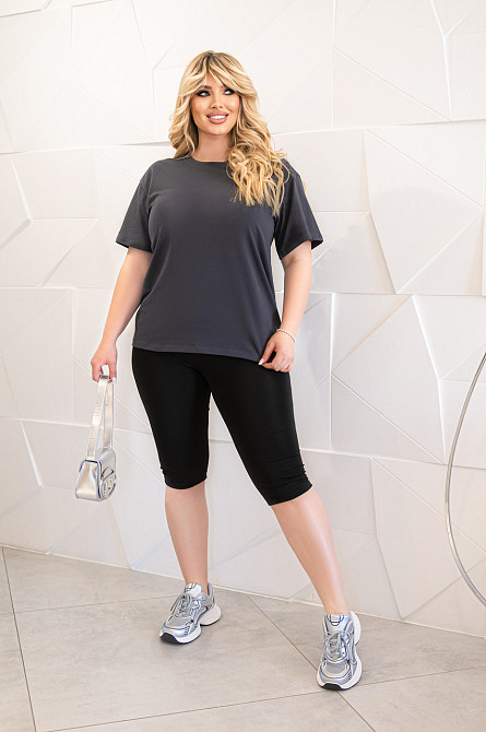 Базова жіноча футболка "Enkel" оптом | Норма і батал Графіт, 42-44 Київ - фото 3