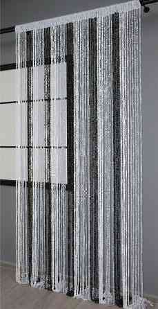 Шторы-нити спираль с люрексом Белый с серо-черным 300х300см 1 шт (61-020) Киев