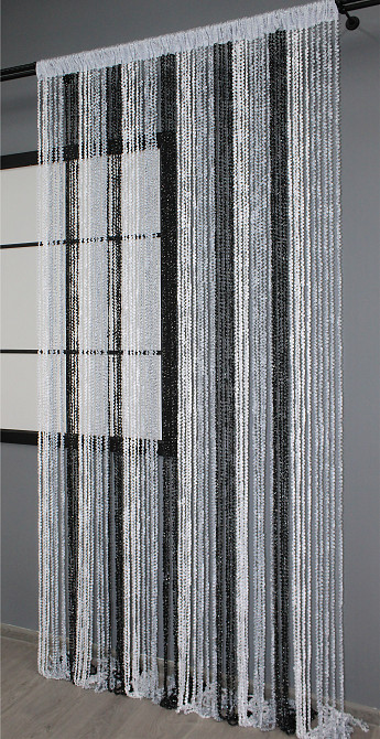 Шторы-нити спираль с люрексом Белый с серо-черным 300х300см 1 шт (61-020) Киев - изображение 4