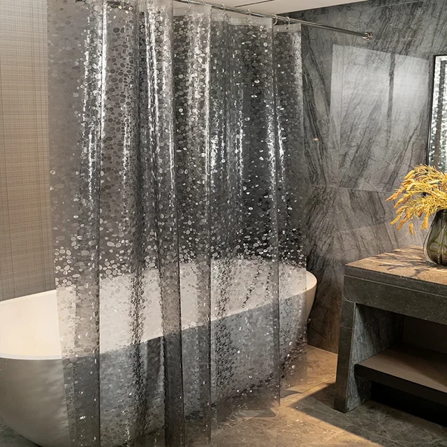 Шторка для душу та ванної кімнати з 3 магнітами-обважнювачами, колір прозоро-сірий 3D-принт Кам'янець-Подільський - фото 4