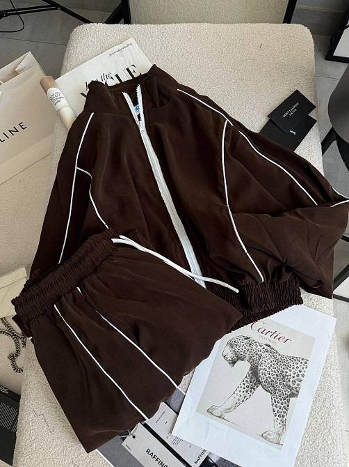 Женский стильный трендовый костюм двойка купра Шоколад, 44/46 Одесса - изображение 1