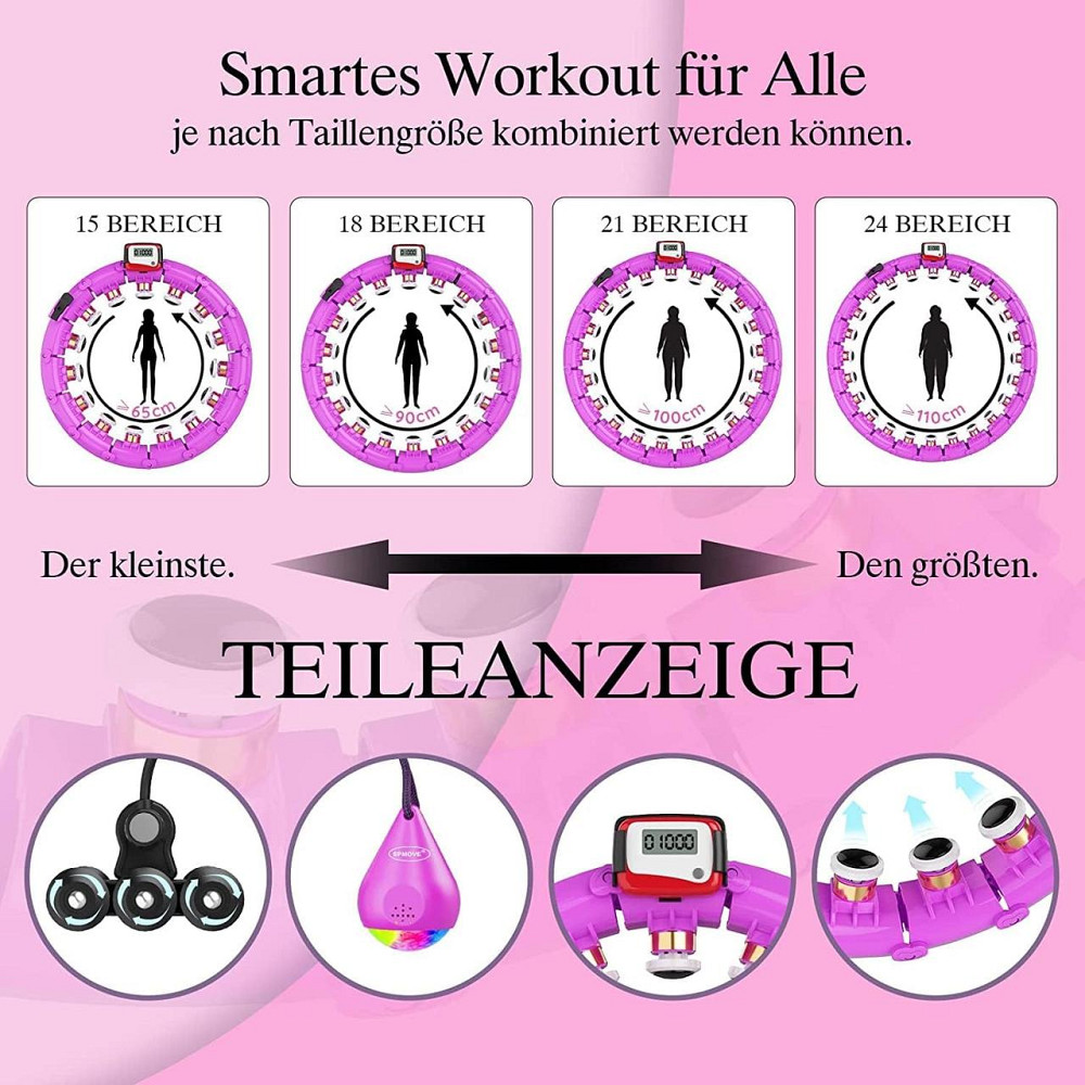 Смарт хулахуп SPMOVE со счетчиком для похудения, 24 секции, массажный обруч 360° обруч для фитнеса, тренировок Киев - изображение 5