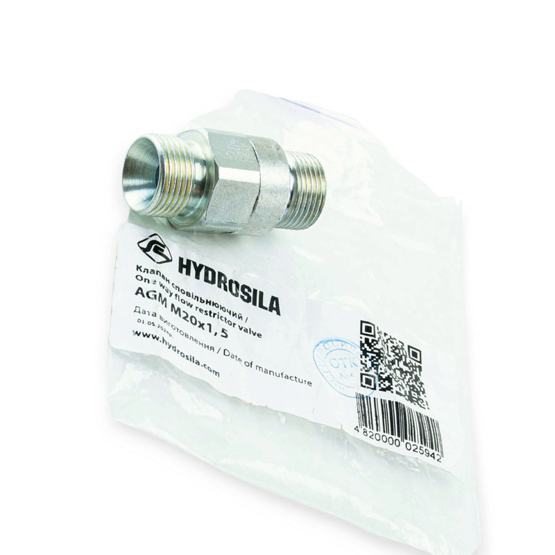 Штуцер соединительный S24-S24 (S24) с обратным дроссельным клапаном Гидро Мукачево - изображение 1