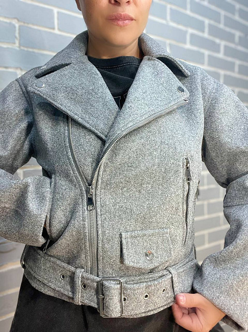 Куртка жіноча A-N 2428 косуха пальто блискавка ремінь сіра, сірий, L Київ - фото 17