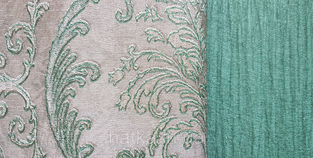 Шпалери вініл на флізеліні AdaWall Seyyah 1.06х10 вензелю завитки великі структурні смарагдові срібло на сірому Київ - фото 3