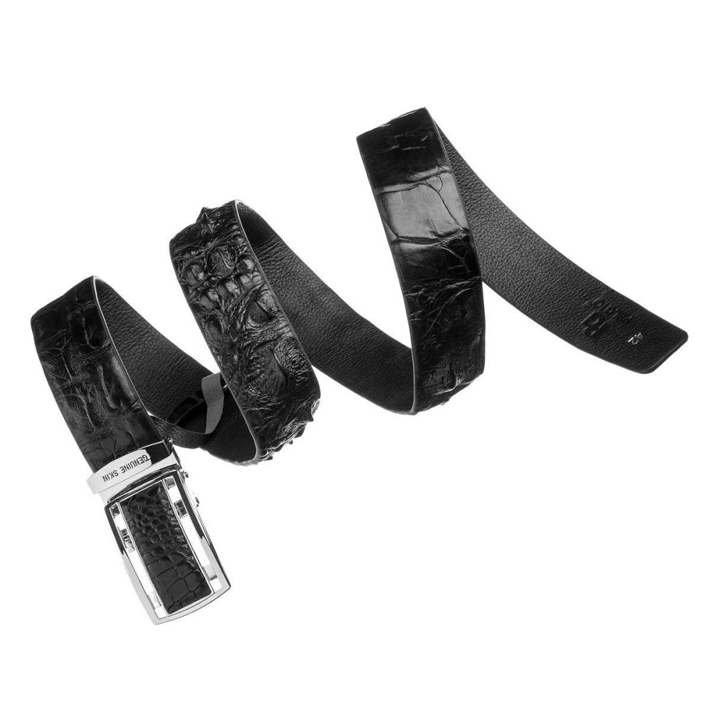 Ремінь-автомат CROCODILE LEATHER 18239 з натуральної шкіри крокодила Чорний Київ - фото 3