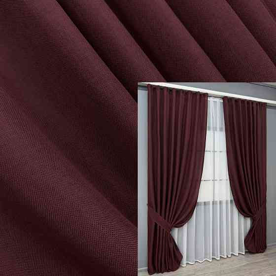 Комплект готових штор VR-Textil Льон Мішковина № 2063ш Марсала 150х240 см 2 шт (39-0016) Київ