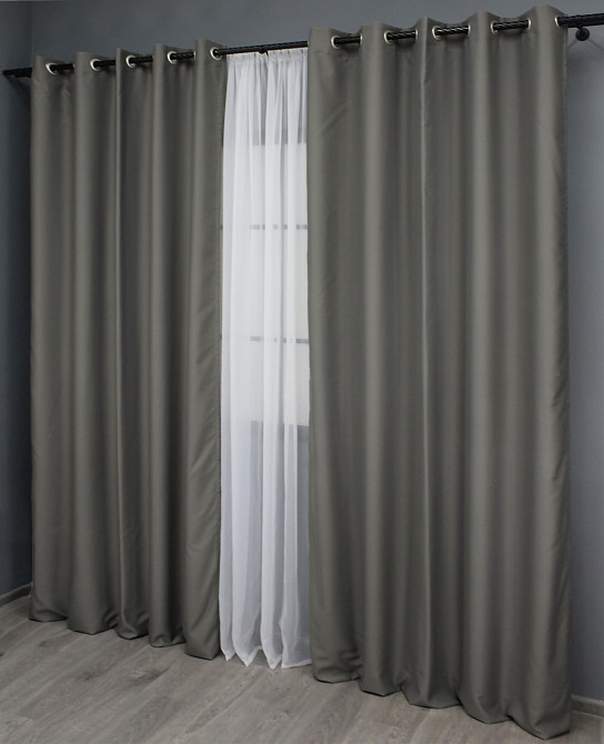 Комплект штор на люверсах VR-Textil Midnight № 1228ш 150х270 см 2 шт Сірий (37-0137) Київ - фото 5