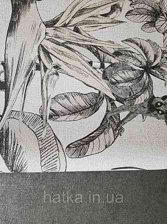 Шпалери вінілові на флізелін гарячого тиснення Marburg Natural vibes метрові листя лемури мавпи на білому Київ