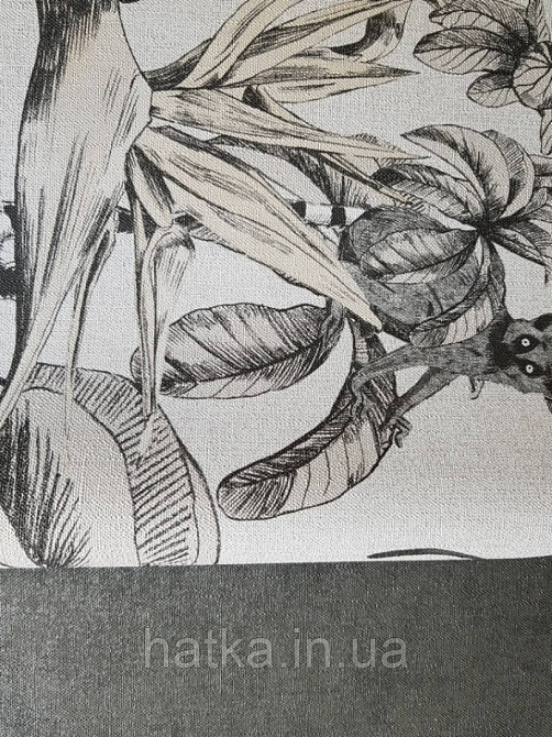 Шпалери вінілові на флізелін гарячого тиснення Marburg Natural vibes метрові листя лемури мавпи на білому Київ - фото 3