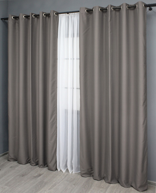 Комплект штор на люверсах VR-Textil Midnight № 1228ш 150х270 см 2 шт Сірий (37-0137) Київ - фото 12