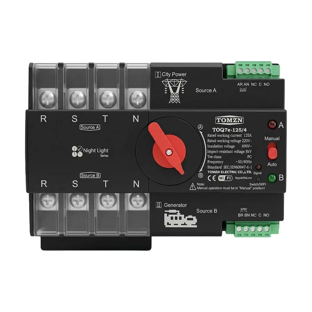 Автоматичний перемикач (АВР) під DIN-рейку з Wi-Fi TOMZN TOQ7e-125/4P 125A 4 полюси (51-00121) Киев - изображение 9