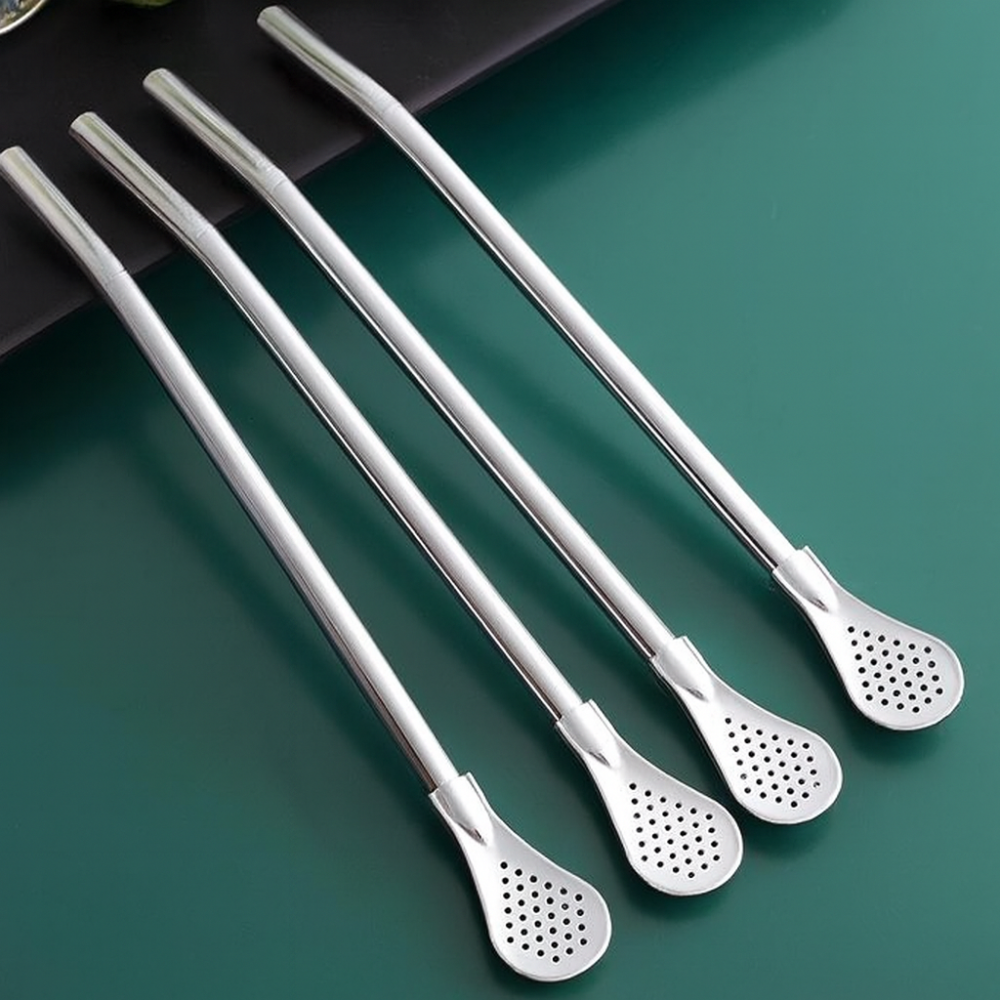 Набор металлических 2в1 трубочек с ситом для коктейля 5шт Винница - изображение 4