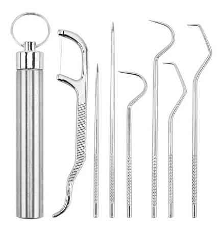 Набор инструментов для чистки зубов 7 шт + футляр металл Днепр