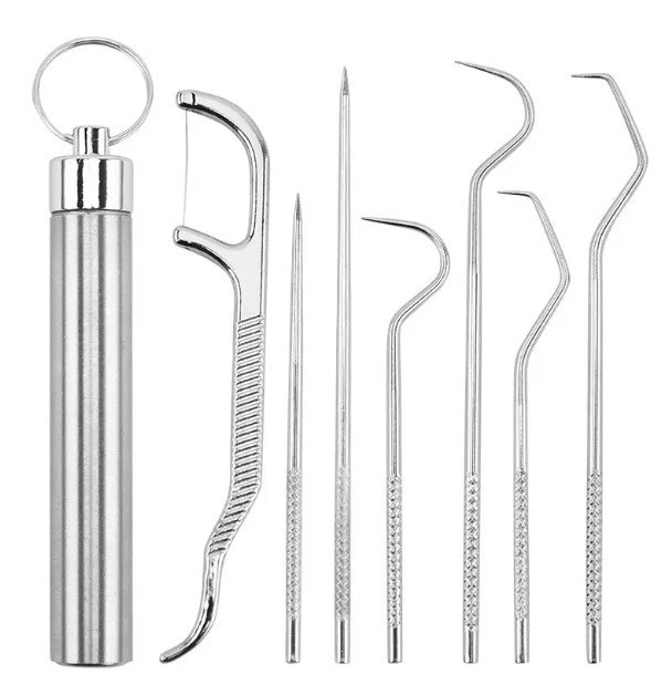 Набор инструментов для чистки зубов 7 шт + футляр металл Днепр - изображение 1