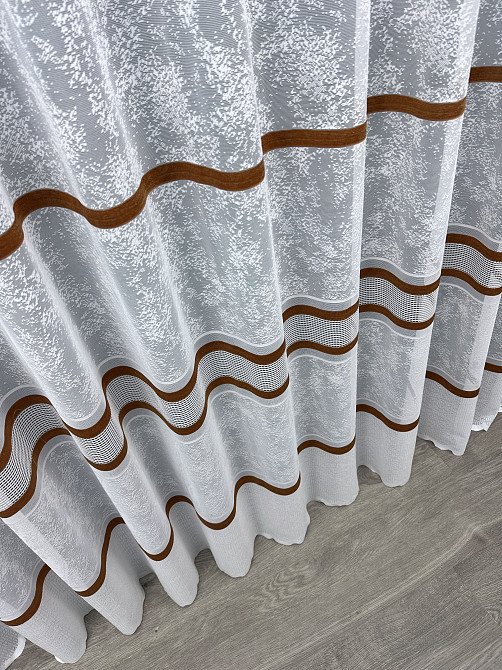 Тюль VR-Textil 1554т Cale Жакард мармур Білий з коричневим 125х270 см (49-335) Київ - фото 8