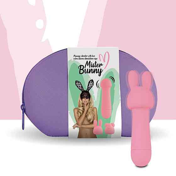 Мінівібратор FeelzToys Mister Bunny Pink з двома насадками Sex Aura Київ