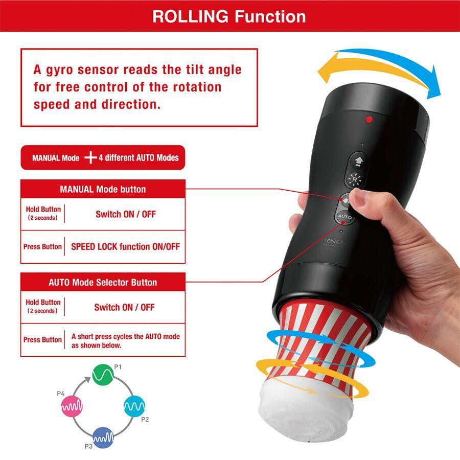 Автоматический мастурбатор Tenga VACUUM GYRO ROLLER SET, ротация и вакуум, совместим с Tenga Cup Sex Aura Киев - изображение 5