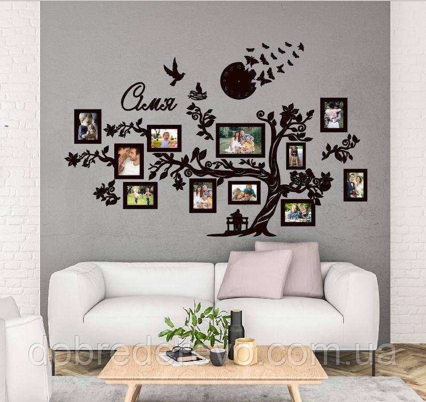 Сімейне дерево  "Value your time"  на 11 фото, родинне дерево на стіну з фото рамками Сlock 1 Вижниця - фото 2