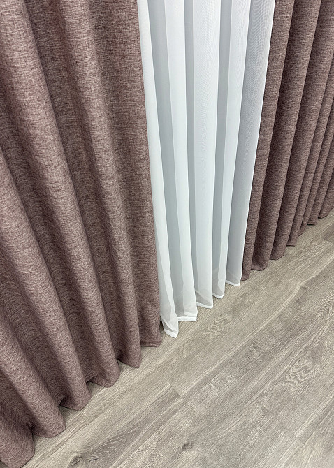 Шторна тканина льон фактурний легкий, колекція “ALORA-TON” колір пудровий 1878ш Київ - фото 6